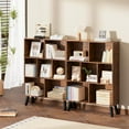 thumbnail image 5 of CRXX 7 Cube Bookshelf, 3 Tier Modern Bookcase with Legs, Mid-Century Modern Wood Book Shelves Storage Freestanding Organizer Display Shelf for Bedroom,Living Room,Office-Brown-80 CM-With Legs, 5 of 8