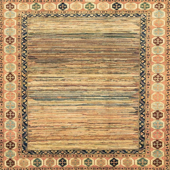 Ahgly Company Indoor Square Abstract Light Brown Abstract Area Rugs, 4' Square