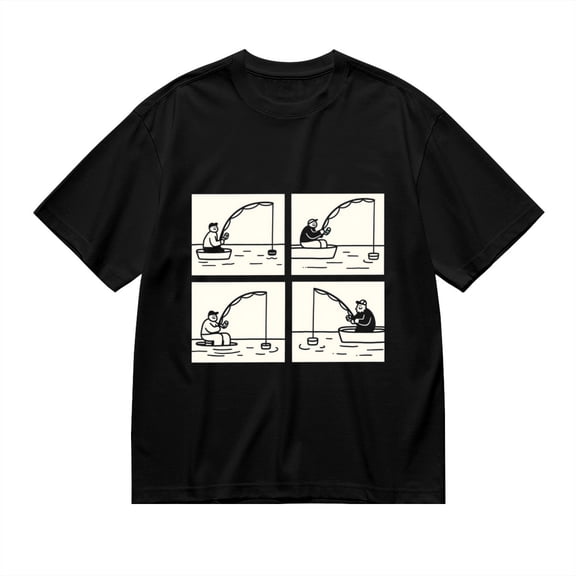 Black T Shirts for Men, Fishing Comic Graphic Mens Graphic Tees, 24846453,S