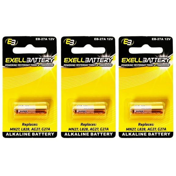 3x Exell EB-27A Alkaline 12V Battery Compatible with EL-812 EL812 G27A GP27A