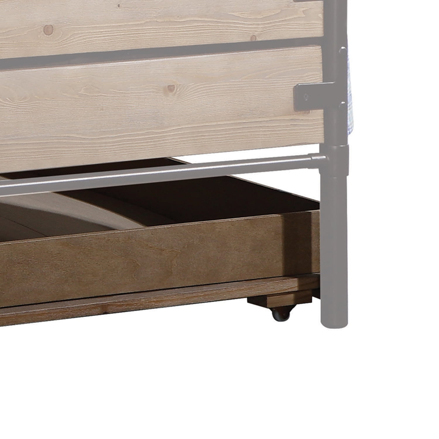 Benjara Traditional Wooden Twin Size Trundle with Caster Wheels, Brown