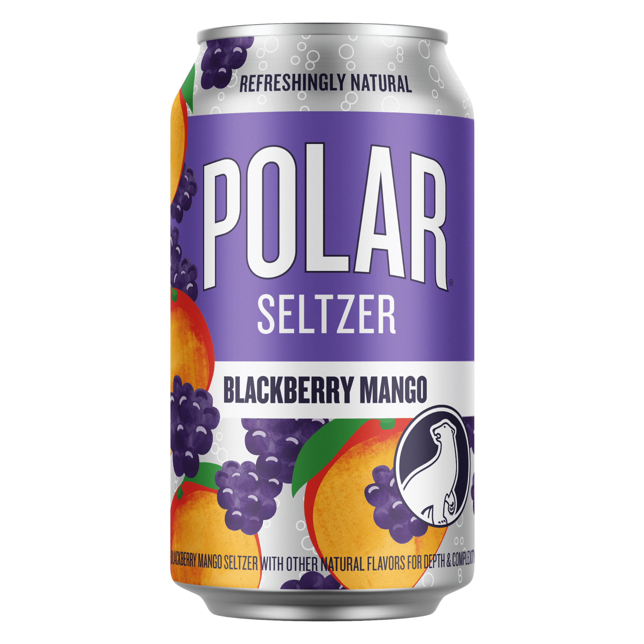 Polar Zero Calorie Blackberry Mango Sparkling Seltzer Water, 12 fl oz, 18 Pack Cans