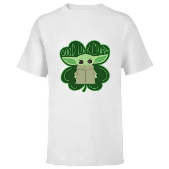 Star Wars The Mandalorian The Child Good Luck Charm Shamrock - Short Sleeve T-Shirt for Kids - Customized-White
