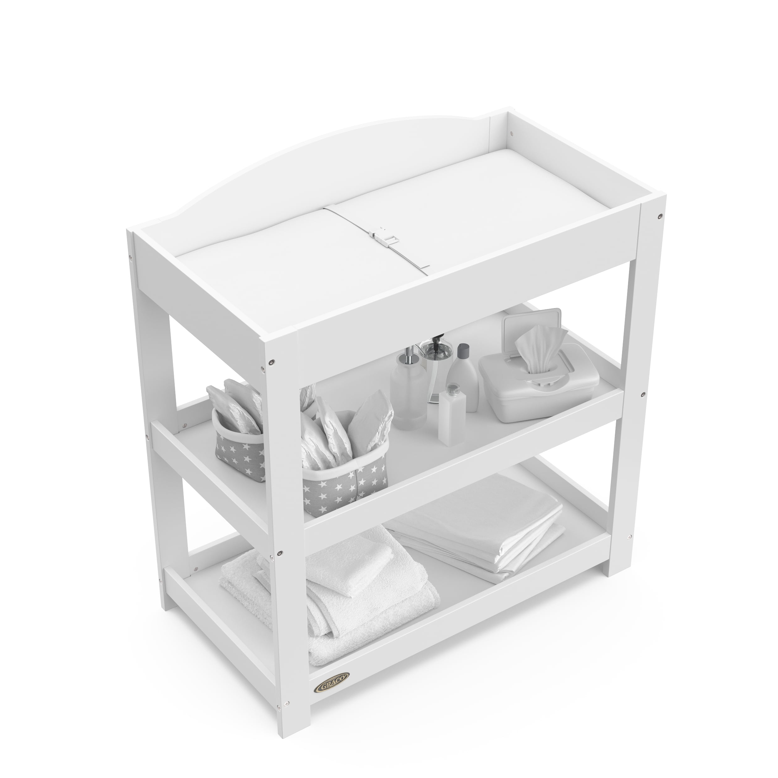 Graco Customizable Infant Changing Table with Changing Pad, White