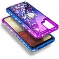 thumbnail image 4 of Nagebee Case for Samsung Galaxy A42 5G with Tempered Glass Screen Protector (Full Coverage), Sparkle Glitter Liquid Bling Diamond [Ring Holder & Wrist Strap] Women Girls Cute Case (Purple/Blue), 4 of 6