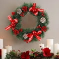 thumbnail image 4 of Christmas Door Wreath with Red Berries and Pine Cones – 12 Inch Artificial Flower Wreath for Front Door, Indoor & Outdoor – Winter Holiday Decorations with Bow and Christmas Balls, 4 of 6