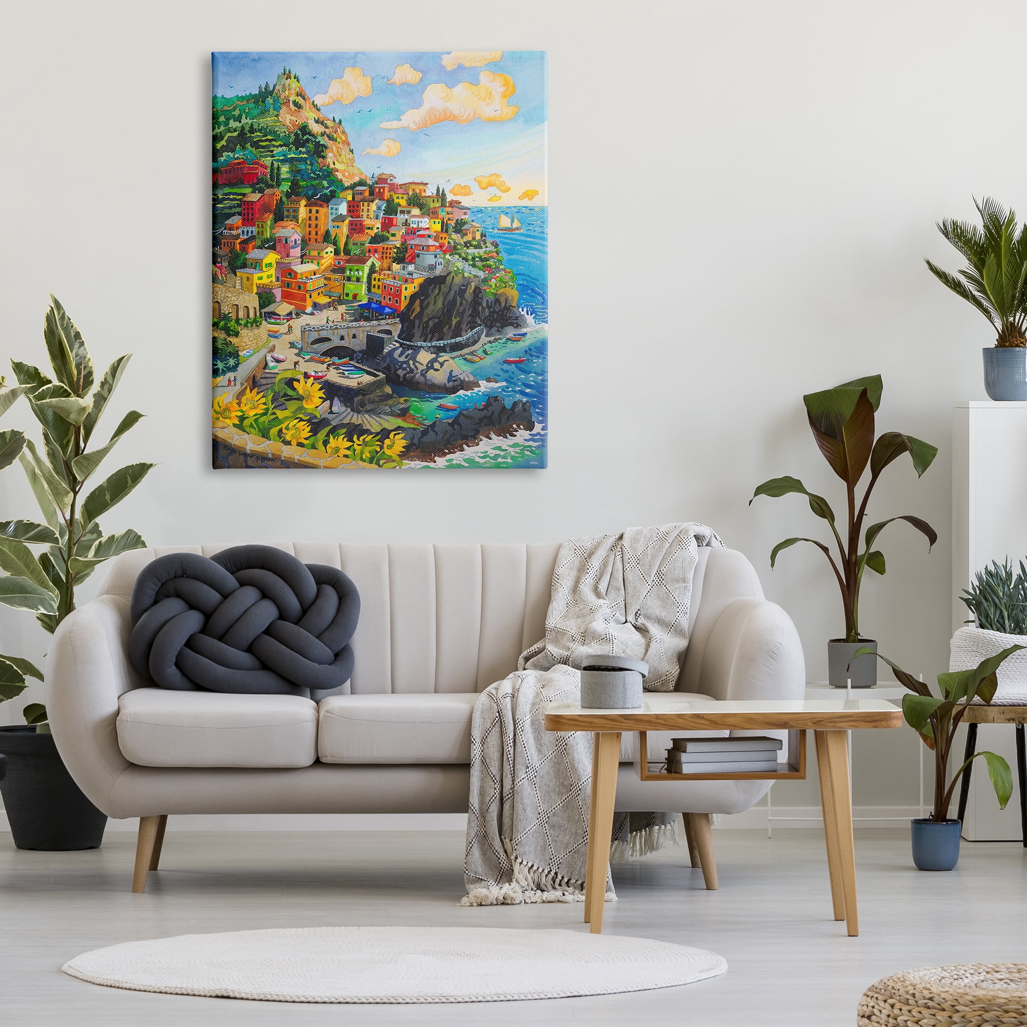Stupell Industries Cinque Terre View Travel & Places Painting Gallery Wrapped Canvas Print Wall Art, 36 x 48