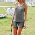 thumbnail image 4 of Xysaqa Women's 2 Piece Pajama Set Comfy Ribbed Knit Loungewear Sleeveless Tank Top Drawstring Elastic Waist Shorts Lounge Set for Women Fashion Sleepwear S-Xxl Dark Gray Xl, 4 of 6