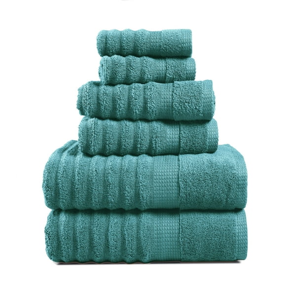 Juego de toallas LANE LINEN para baño grande, 100% algodón (juego de 6 piezas), color verde azulado