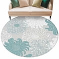 thumbnail image 2 of Turquoise White Floral Large Round Rug 8 FT, Non Slip Living Room Area Carpet, Elegant Chrysanthemum Farmhouse Washable Soft Circle Rug Non-Shedding Floor Carpet for Bedroom Office Dining Room, 2 of 9