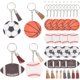 thumbnail image 1 of 1 caja de 64 llaveros deportivos DIY, llaveros deportivos artesanales de acrílico para fútbol, ​​rugby, baloncesto y béisbol, kits en blanco con borlas y anillos., 1 of 6