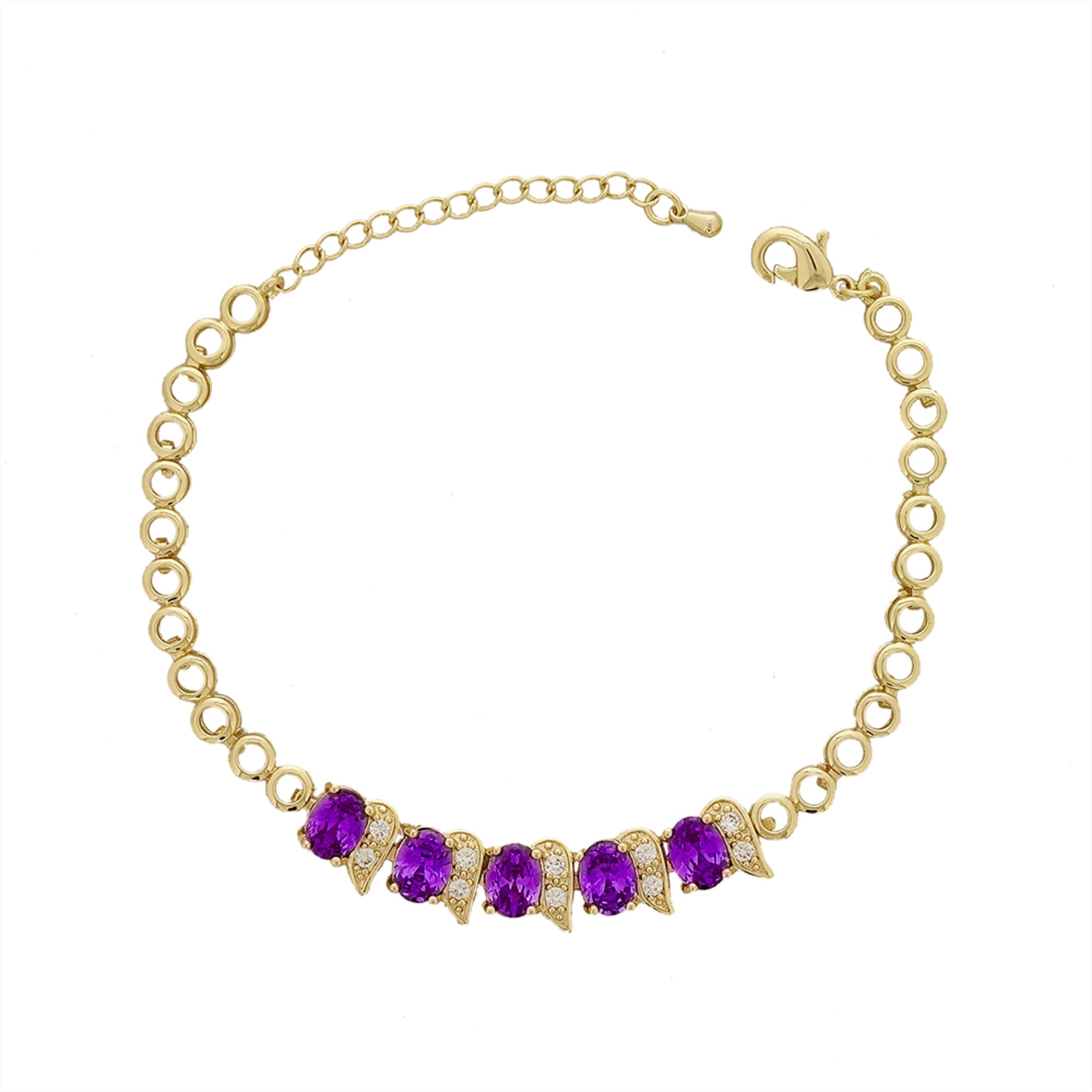 Kaash Custom 14k Gold Plated Sparkly Anklet Fine Adult Women, in Brass Metal