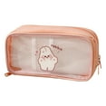 thumbnail image 1 of Estuche de lápices transparente con bonito patrón de dibujos animados, gran capacidad, impermeable, estuche de bolígrafo de PVC, bolsa de almacenamiento de lápices, conejito rosa, 1 of 5