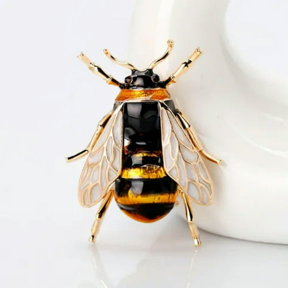 HOOUN Fashion Animal Insect Bee Spider Pearl Crystal Brooch Pin Women Men Jewelry Gift-#12 Yellow Bee