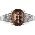 thumbnail image 5 of Sterling Silver Rhodium Diam. & Oval Smoky Quartz Ring (Size 7) Made In China qr3043sq-7, 5 of 5