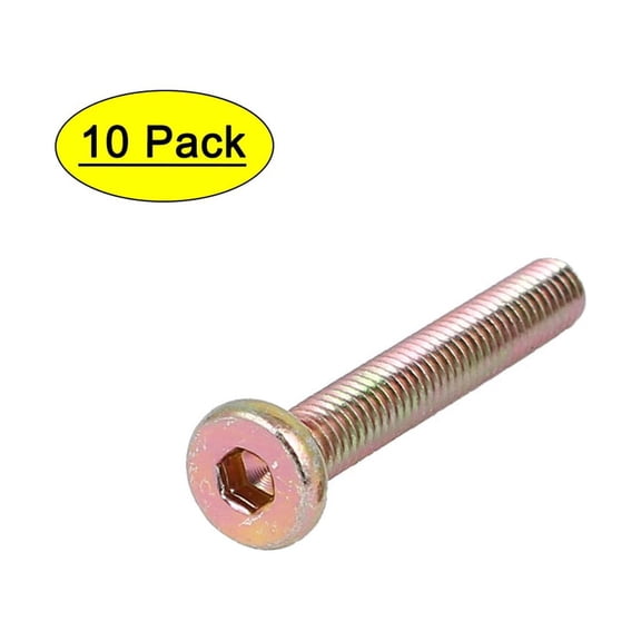 Uxcell M6 x 40mm Fully Thread Hex Socket Metal Drive Flat Head Screws Bolts Fasteners (10-pack)