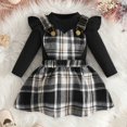 thumbnail image 2 of Duqingm Girls Clothes Ruffled Long Sleeve Top and Plaid Skirt 2PCS Set Fall Winter Girls Outfits Size 9Months-3Years (Black,18-24 Months), 2 of 7