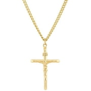 Brilliance Fine Jewelry Gold Filled Crucifix Cross on Stainless Steel Necklace,24"