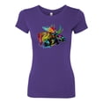 thumbnail image 2 of Wild Bobby, Colorful Rainbow Moose Head Wildlife Animal Lover Womens Slim Fit Junior Tee, Purple Rush, Large, 2 of 3