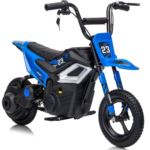 Outfunny 24V Kids Ride on Toys, 250W Electric Dirt Bike for Kids 6-12 w/Rear Suspension and Bluetooth,Blue