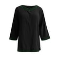 thumbnail image 6 of Scyoekwg Women Short Sleeve Shirts Tops V Neck Three-quarter Sleeve Tshirt Loose Shirts Dressy Casual Blouses Trendy Lightweight Solid Color Blouses (Black,XXL), 6 of 6