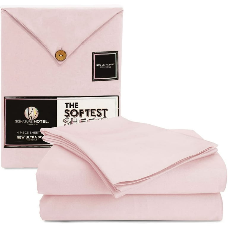 Signature Hotel Collection The Softest Sheets Ever Queen 4 Piece Sheet Set  White