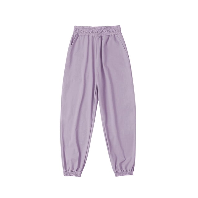Yuyuzo Girls Cargo Pants Drawstring Elastic Waist Joggers Kids Wide Leg Sweatpants with Pockets