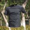 thumbnail image 2 of Hearthz Men's Cooling Ice Silk Running Shirts Quick Dry Short Sleeve Athletic T-Shirts for Men Crew Neck Sun Protection Men Shirts Dark Gray XL, 2 of 6