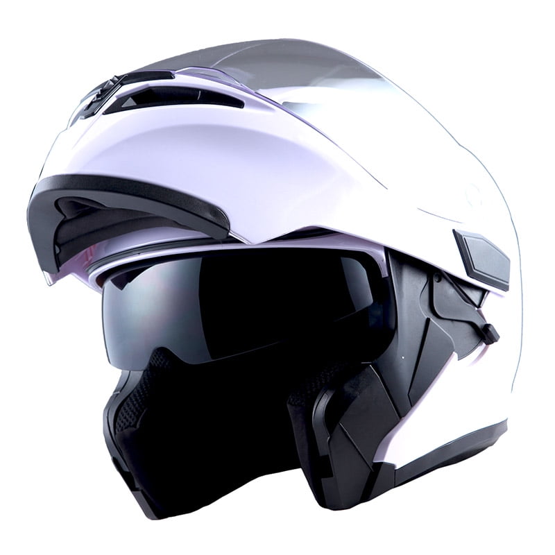 HB89 Glossy Black 1Storm Motorcycle Modular Full Face Helmet Flip up Dual Visor Sun Shield 