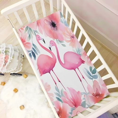 Flamingo crib sheets sales