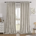 thumbnail image 2 of Crushed Velvet Curtains Rod Pocket Luxurious Thermal Insulated Soundproof Drapes Soft and Durable Light-Filtering Window Treatments for Living Room Bedroom, 2 Panels, 2 of 6