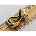 thumbnail image 3 of Women Gold Boa Striking Egyptian Viper Cobra Blue Aqua Crystal Rhinestone Snake Elastic Ring, 3 of 5