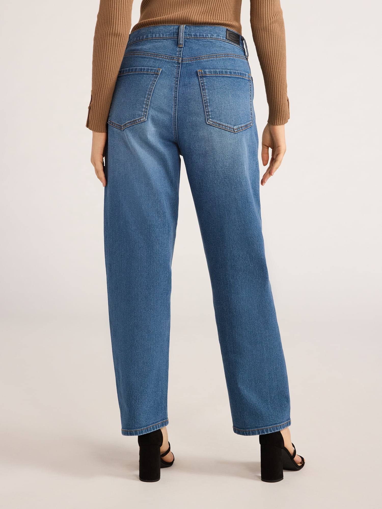 Scoop Women's Mid Rise Barrel Leg Jeans, Sizes 0-18