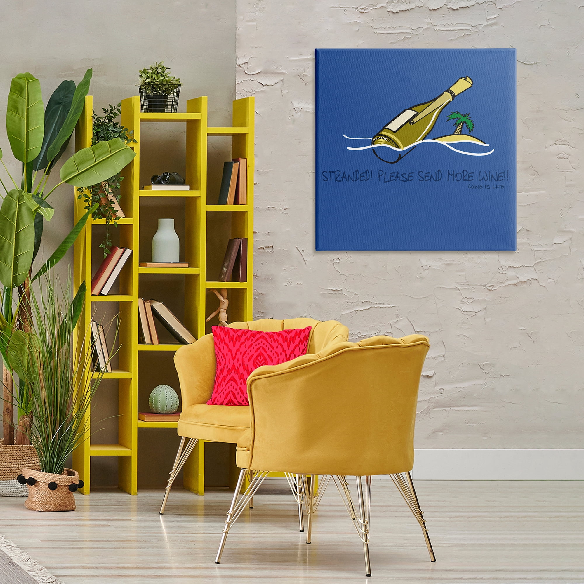Stupell Industries Stranded Send More Wine Food & Beverage Painting Wrapped Canvas Art Print Wall Art, 30 x 30