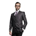 thumbnail image 2 of Statement Pure Wool Solid Heather Charcoal 3 Piece Suit TZ-100 By Alberto Nardoni Brand Designer, 2 of 3