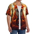 thumbnail image 2 of Fuzoiu Maple Leaf Meditating Fox Print Men's Casual Short,Men's Short Sleeve Shirt,Mens Casual Button Down Shirts,Cuban Collar Summer Shirt for Beach, Vacation, and Outdoor Activities-3X-Large, 2 of 5