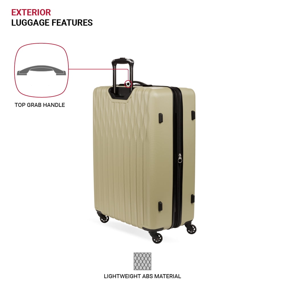 SWISSGEAR Wave Hardside Expandable Large Checked Luggage with Spinner Wheels, Sand