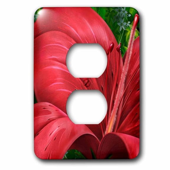3dRose, Red Hibiscus, 2 plug outlet cover