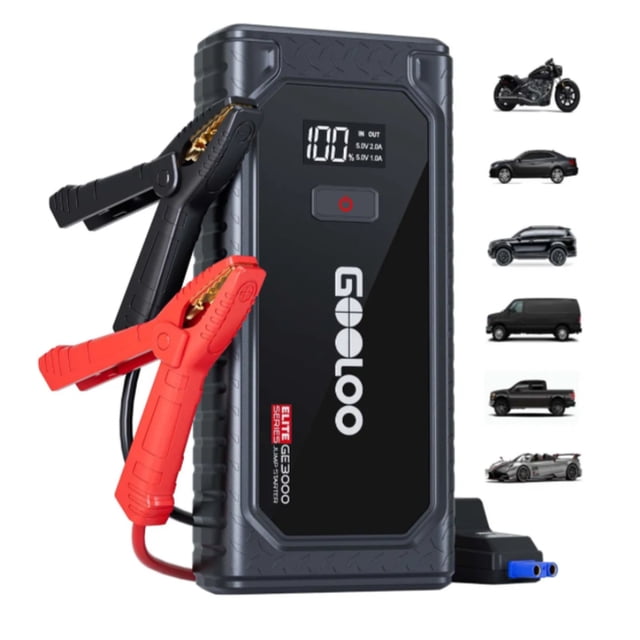 Arrancador De Batería De Auto Con Pantalla Para 8 Cilindros GE3000 3000A 12v Arrancador Portátil De Batería De Coche