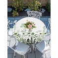 thumbnail image 2 of Round Tablecloth Rustic Field Elastic Edge Fitted Silhouette Flower Herb Plastic Table Cover,Waterproof Oil Proof for Dinner,Outdoor, Picnic, 55"- 60" DIA Tables Sage Green, 2 of 8