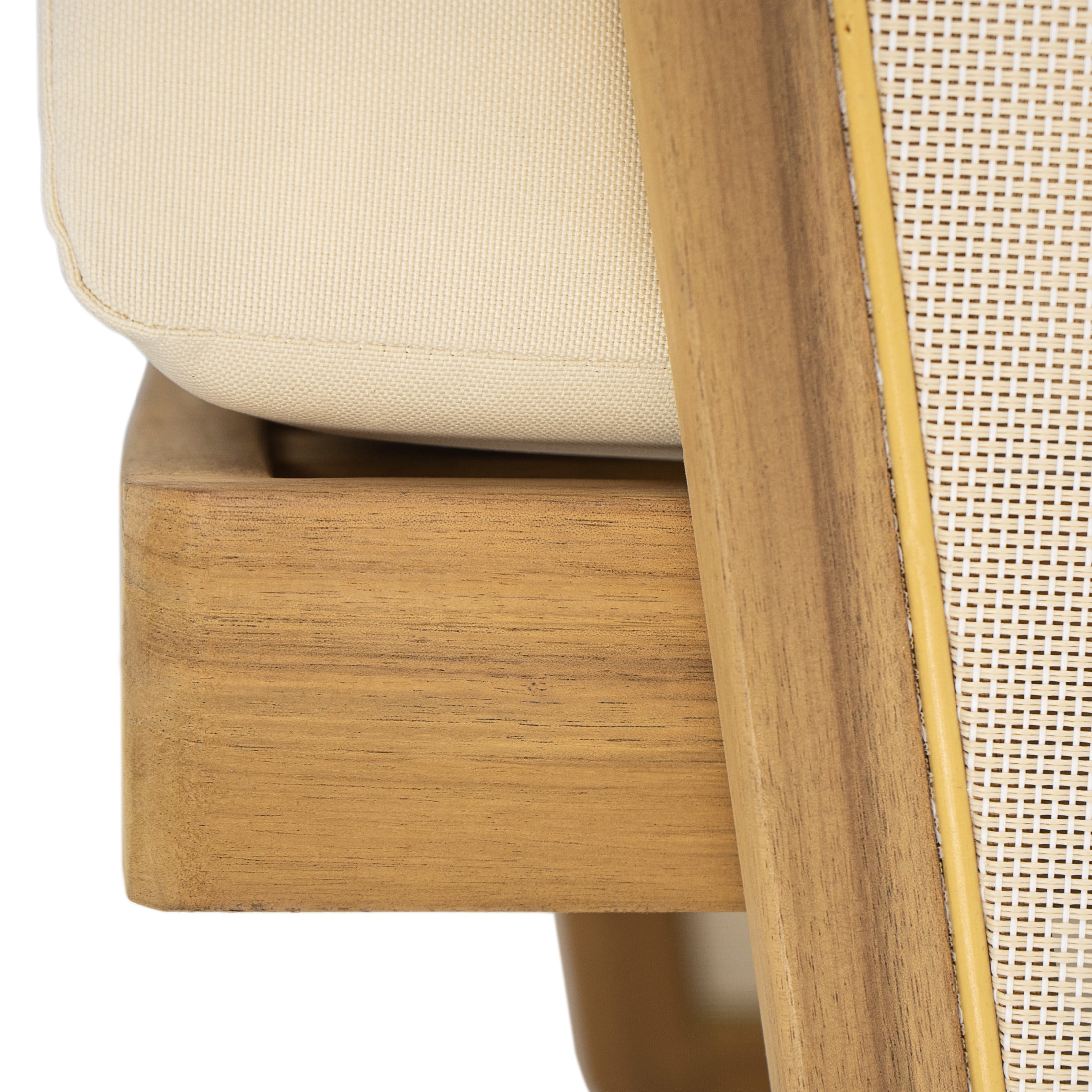 Zephyr Modern Outdoor Patio Mesh Lounge Chair with Cushions, Solid Wood Frame, Beige