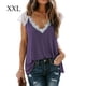 thumbnail image 1 of Camiseta de mujer Encaje Cuello en V Sin mangas Casual Loose Girl Summer Top, Morado, XXL Noticed AP001333-15, 1 of 4