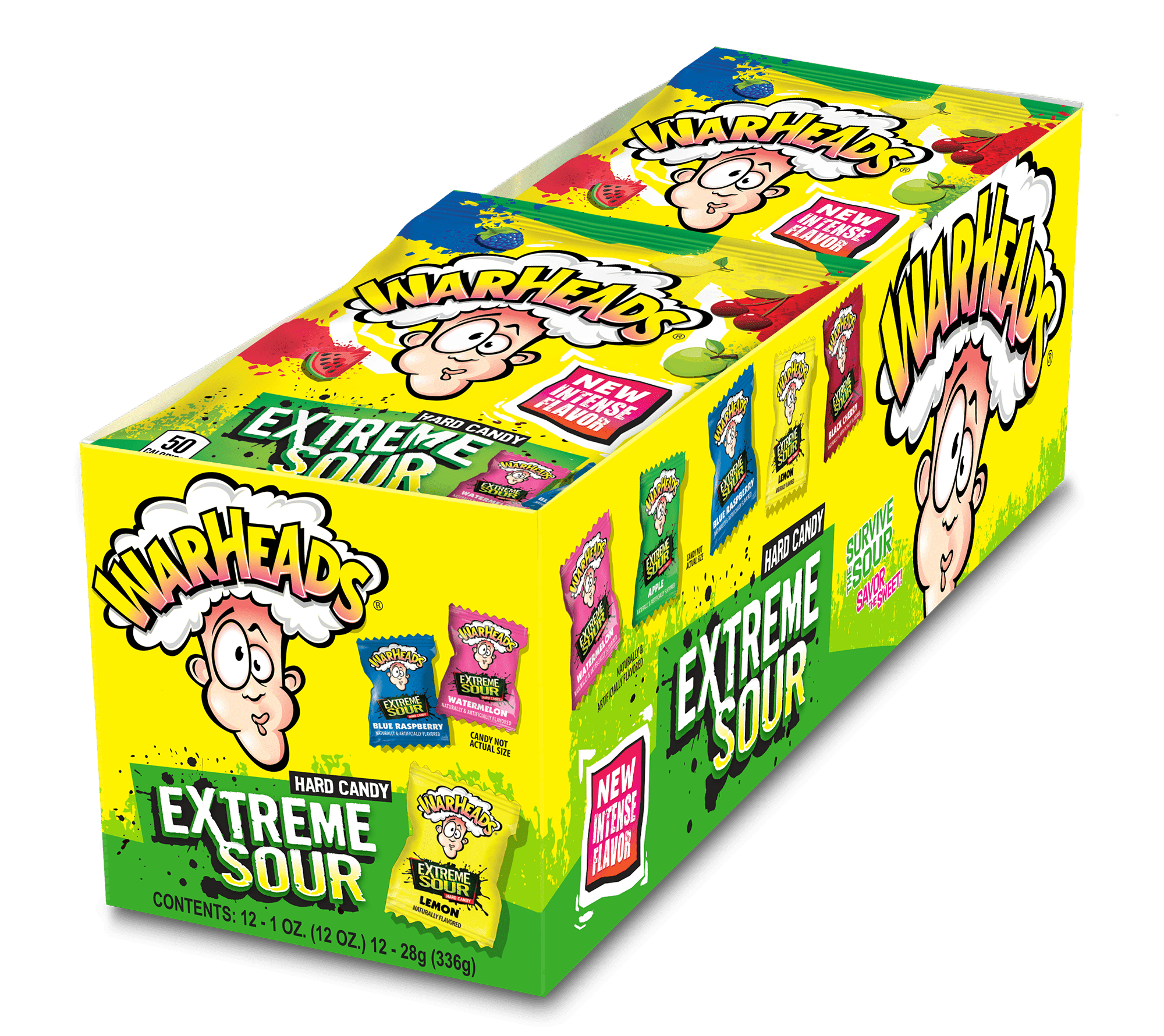 Warheads Extreme Sour Hard Candy 1oz Bags, Pack Of 12