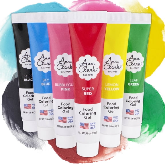 Ann Clark Gel Food Coloring Made in USA .7 oz, 6 Colors