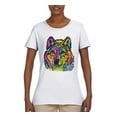 thumbnail image 3 of Colorful Majestic Neon Atric Wolf | Dean Russo Art Animal Lover Womens T-Shirt, White, XL, 3 of 5