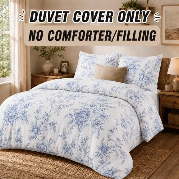 2pcs Twin Floral Print Duvet Cover Set (1 Duvet Cover And 1 Pillowcases, Without Duvet Insert),All-season Light Patchwork Duvet Cover Set With Zipper