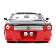 Jada Toys BIGTIME MUSCLE 1:24 1965 Ford Mustang Die-cast Car – Opening Doors, Hood, Trunk, Rubber Tires(Black/Red)
