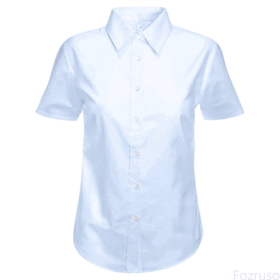 Fozruso Girls' School Uniform Short Sleeve Shirt, Button Closure, Soft Basic Shirt,Sizes 12 Years Blue