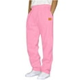 thumbnail image 7 of Men's Cotton Elastic Waist Sweatpants - Baggy, Wide Leg, Lounge Pants with Pockets for Daily Wear Pink 3XL, 7 of 7