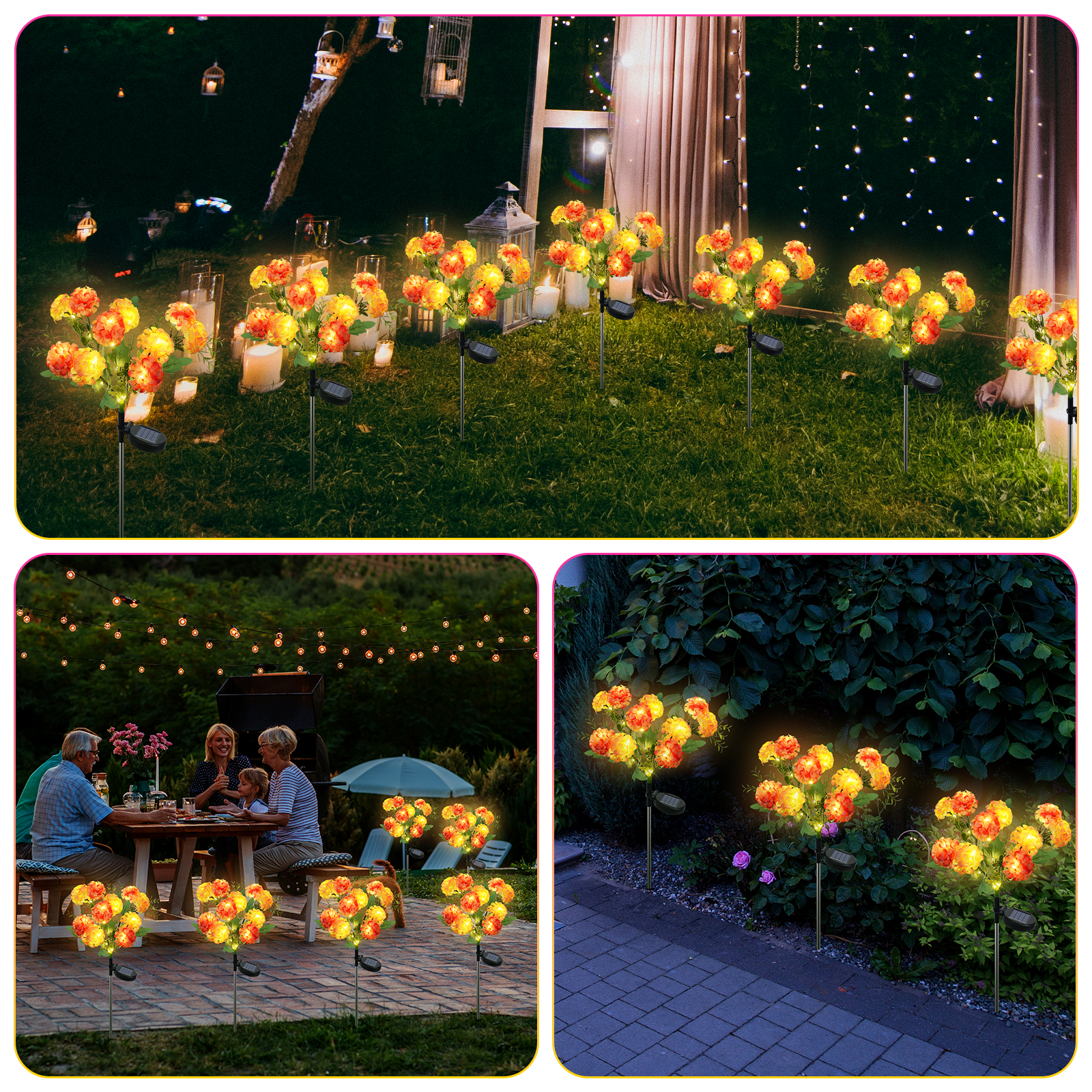 Qoosea Solar Hydrangea Flower Lights 2-Pack 10 Heads photo 2